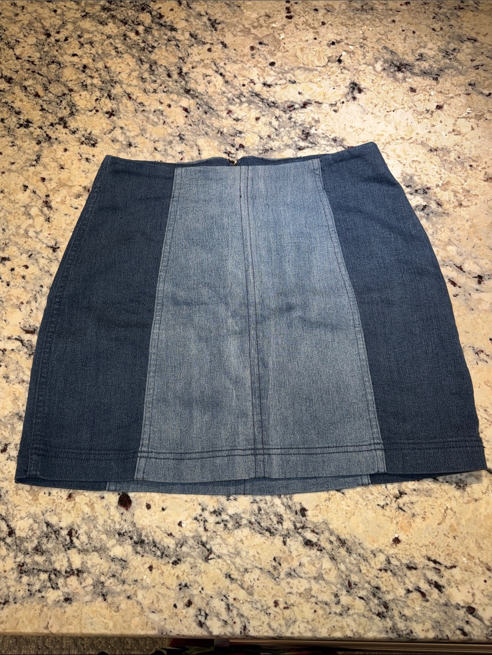 Free People Two-Tone Blue Panelled Denim Mini Skirt